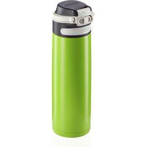 Leifheit thermosbeker Flip - 600 ml - RVS - groen