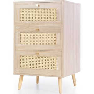 Sweiko Lade commode, commode met 3-lades, dressoir highboard voor slaapkamer, alle woonruimtes eikenhout -H79.5/B48.6/T48.5 cm