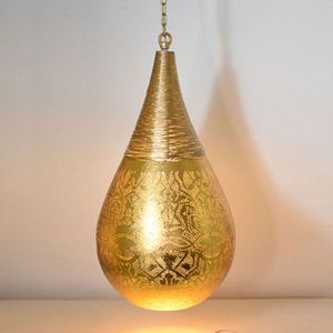 Oosterse metalen hanglamp Filigrain Druppel | 1 lichts | goud | metaal | Ø 26 cm | 56 cm | sfeervol / traditioneel design