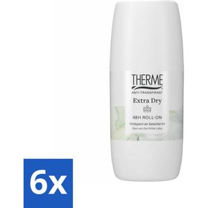 6 x Therme - Extra Dry Zen White Lotus Roller - Anti-transpirant - Beschermend - 60ml - Anti-transpirant - Deodorant - Overmatig Zweten - Zweetgeur - Roll-on