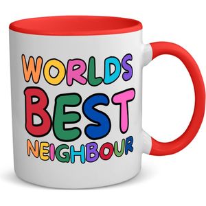 Akyol - world's best neighbour koffiemok - theemok - rood - Buurman - beste buurman - verjaardagscadeau - kado - gift - 350 ML inhoud