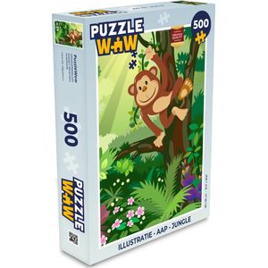 Puzzel Aap - Jungle - Jongens - Meisjes - Bloemen - Kids - Legpuzzel - Puzzel 500 stukjes