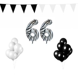 66 jaar Verjaardag Versiering Pakket Zebra