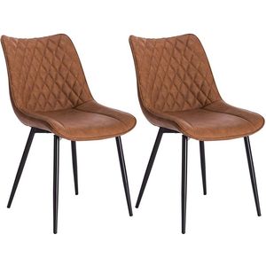 Rootz Set van 2 eetkamerstoelen - keukenstoelen - moderne zitplaatsen - duurzaam kunstleer - comfortabel ontwerp - vloerbescherming - 46 cm x 40,5 cm x 85,5 cm