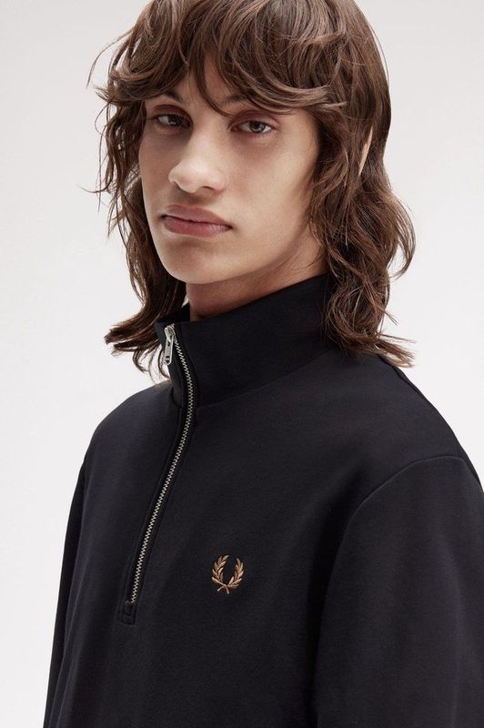 Fred Perry - Zip Through Sweatshirt - Zwart - Katoen - Heren