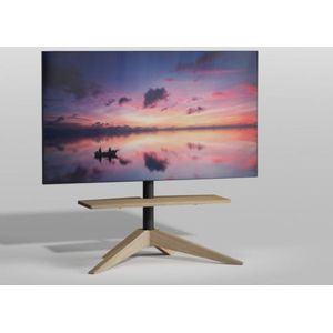 Cavus Tv Vloerstandaard Cross 100B - Design Tv Meubel Eikenhout en Trendy Zwart Staal - Geschikt voor 32-65 Inch Tv met VESA 300x300