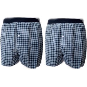 Embrator 2-stuks mannen Boxershort geruit lichtblauw/donkerblauw L
