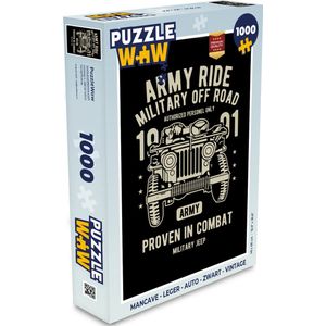 Puzzel Mancave - Leger - Auto - Zwart - Vintage - Legpuzzel - Puzzel 1000 stukjes volwassenen