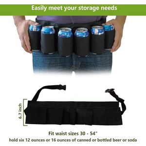Bierriem Bierholster voor 6 bierflessen, bierkostuum of festivalaccessoiresNylon bierflesriem voor grappige feestkostuums