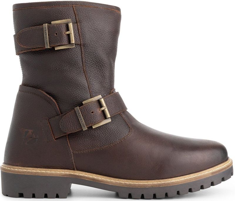 Travelin - Skelde - Biker Boots - Donkerbruin - Wolgevoerd