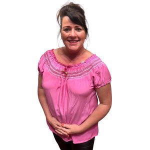 Shirt met strikje en kant roze 1 maat draagbaar tot maat 44
