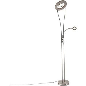Leuchten Direct hella - Moderne LED Dimbare Vloerlamp | Staande Lamp met flexarm met Dimmer met leeslamp - 1 lichts - H 1870 mm - Staal - Woonkamer | Slaapkamer