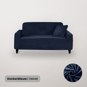 BankhoesDiscounter Velvet Voorgevormde Bankhoes – M4 (235-300cm) – Donkerblauw – Sofa Cover – Bankbeschermer – Bankhoes Stretch