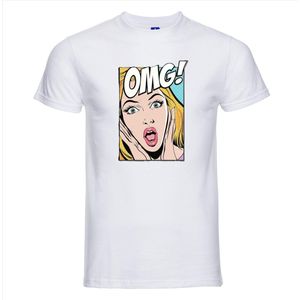 T-shirt OMG wit | Maat XXXL