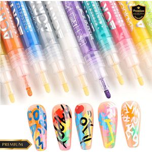 GUAPÀ® Nail Art Pennen 12 stuks| Graffiti Stiften voor Nail Art | Nagel Decoratie | Nagel Stift | Striper | Nail Art Vormen | Nail Brush | Nail Art penselen | Nagelstickers | Nagelversiering | 12 Nail Art Stiften Neon