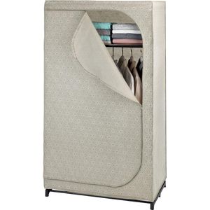 Kledingkast Balance met plank en kledingstang, stoffen kast voor stofvrij opbergen van textiel, metalen frame, eenvoudige montage, ademend vliesmateriaal, 90 x 160 x 50 cm, taupe