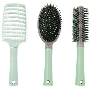 Golfkam tegen klitten en frizz - 3-delige set voor nat en droog haar - Eenvoudig te kammen - Groen
