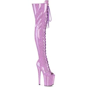 Pleaser - FLAMINGO-3021GP Plateau Overknee Laarzen - 36 Shoes - Lila