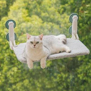 Kattenmand raam 54 x 30 cm opvouwbare hangmat kattenvensterbank met stevige zuignappen tot 18 kg, grijs