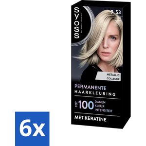 6 x SYOSS - Coloration 9-53 Silver Blush - Haarverf - Grijsdekking - Vermindert Haarbreuk - Permanente Haarkleuring - Haarkleur - SYOSS - Grijsdekking - Keratine