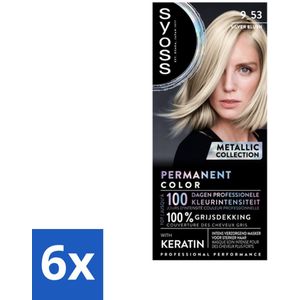 6 x SYOSS - Coloration 9-53 Silver Blush - Haarverf - Grijsdekking - Vermindert Haarbreuk - Permanente Haarkleuring - Haarkleur - SYOSS - Grijsdekking - Keratine