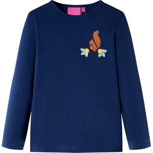 vidaXL - Kindershirt - met - lange - mouwen - 104 - marineblauw