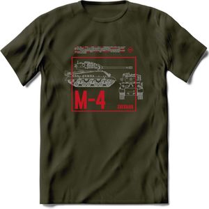 M4 Sherman leger T-Shirt | Unisex Army Tank Kleding | Dames / Heren Tanks ww2 shirt | Blueprint | Grappig bouwpakket Cadeau - Leger Groen - M