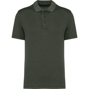 Herenpolo korte mouwen met knopen merk Native Spirit Washed Organic Khaki - XL