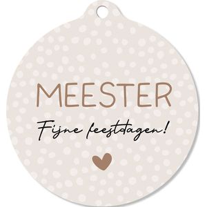 Label2X - Kersthanger Meester Fijne Feestdagen - Beige - Kerstmis - Kersthanger - Kerst versiering - Kerst decoratie