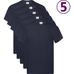 Fruit of the Loom T-shirts Original 5 st M katoen marineblauw