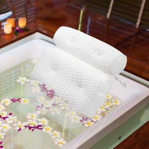 Badkussen 4D Air Mesh Badkussen Sneldrogend Ultrazacht Bad Ondersteuning Nekrug 6 Antislipzuignappen Geschikt voor alle badkuipen Hot Tubs Wit