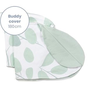 Doomoo Buddy Cover - Hoes voor Voedingskussen Buddy - Biologisch Katoen - 180 cm - Leaves Aqua Green