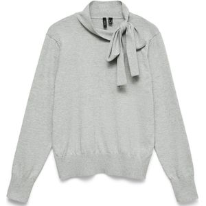 Vero Moda - vmnina bow ls knit pullover - Medium Grey Melange - Vest