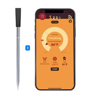 Luxe Vleesthermometer Bluetooth Draadloos Keukenthermometers - Mobiel Android IOS App - Oven BBQ Smoker Grill - 15 Meters - Oplaadbaar