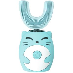 Sonic-tandenborstel voor kinderen, IPX7 waterdicht, U-vormig, oplaadbaar, blauw, 8-15 jaar