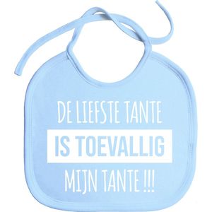 Slabbetjes - slabber - slab - baby - De liefste tante is toevallig mijn tante !!! - koordjes - stuks 1 - baby blauw