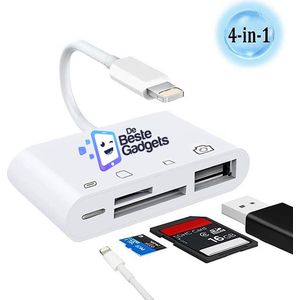 De Beste Gadgets Cardreader 4 in 1 - Lightning naar SD Kaartlezer geschikt voor iPhone en iPad - Camera Connection kit