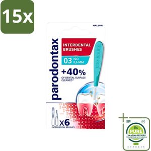 15 x Parodontax - Ragers - Interdentale Ragers 0,6 mm - ISO Maat 3 - 6 ragers - Grootverpakking - Interdentale Ruimte Reinigen - Tandplak Verwijderen - Tandvlees Gezond Houden - Tandenborstel Vervangen - Interdentale Reiniging