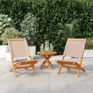 vidaXL Tuinstoelen - Set van 2 - Massief Acaciahout - Taupe Tuinstoel - Acacia Hout - Opvouwbare Tuinstoel - Buitendecoratie - Lounge Stoel
