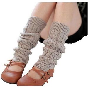 Beenwarmers voor dames - Gebreid - Warme winterleggings - Lange kousen - Past bij laarzen en leggings - Gevoerde beenwarmers - Lange kabelgebreide kousen in herfst/winter - Slouch sokken - Beste kerstcadeau voor meisjes - 40 cm lang - Lichtgrijs
