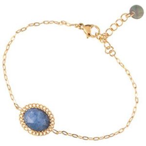 Go Dutch Label Armband Dubbel Turquoise Steen Goud B1215-4