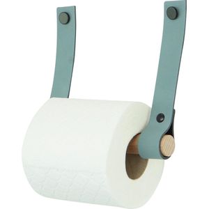 Leren toiletrolhouder (roldrager: rondhout)s-sVAALGROEN