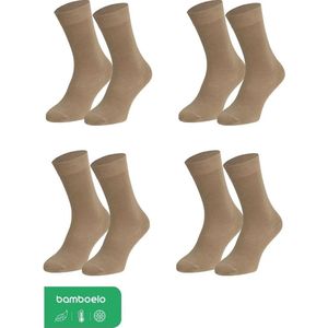 Bamboelo Sokken - 4 paar Bamboe Sokken - Bamboelo Sock - Maat 43/46 - Beige - Naadloze Sokken - 80% Bamboe