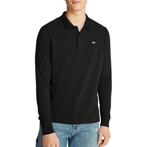TOMMY JEANS - TJM SLIM PLACKET POLO LS EXT - Poloshirt - Zwart - Lange Mouwen