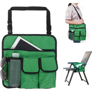 1 stuk(groente)Stoel Armleuning Organisator - Waterdicht - Strandstoel - Hangend Opbergtasje - Snacktas met 4 Zakken - voor Outdoor Opvouwbare Campingstoel - Caddy Stoel Armsteun Bekerhouder Schouderzijde Draagtas