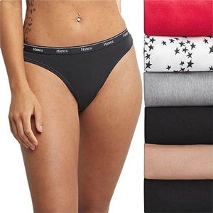 Dames Ondergoed String Slipje 6-pack - Stretch Katoen Thongs in Diverse Kleuren