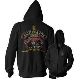 ZZ Top Pinstripe Eliminator 83 Zipped Hoodie Black-L