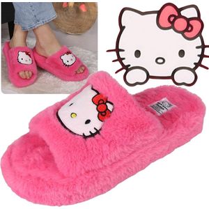Hello Kitty Roze, dames slippers / slippers op dikke zool, harig