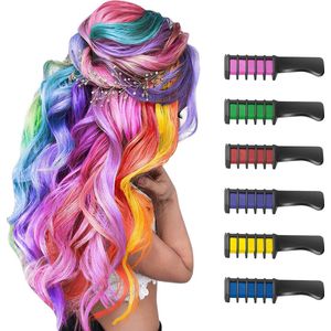 Haarkrijt Kammen - 6 Kleuren - Tijdelijke Haarverf - Kam - Feest - Colorista - Haarmascara - Veilige Samenstelling - Kinderen