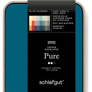 schlafgut Jersey Pure topper hoeslaken - Eenpersoons - XL - 180x200 - 200x220 530 Petrol Deep